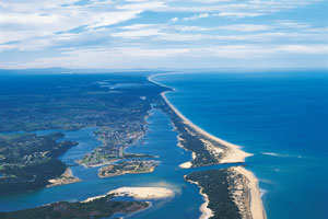 Ariel view of Lakes Entrance